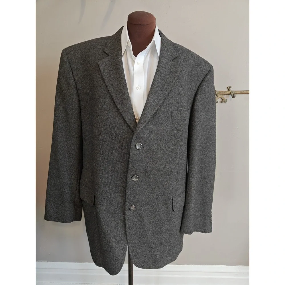 Valenza Mens 50R Gray Wool Blazer 3 Button Sport Coat Made in Canada P805